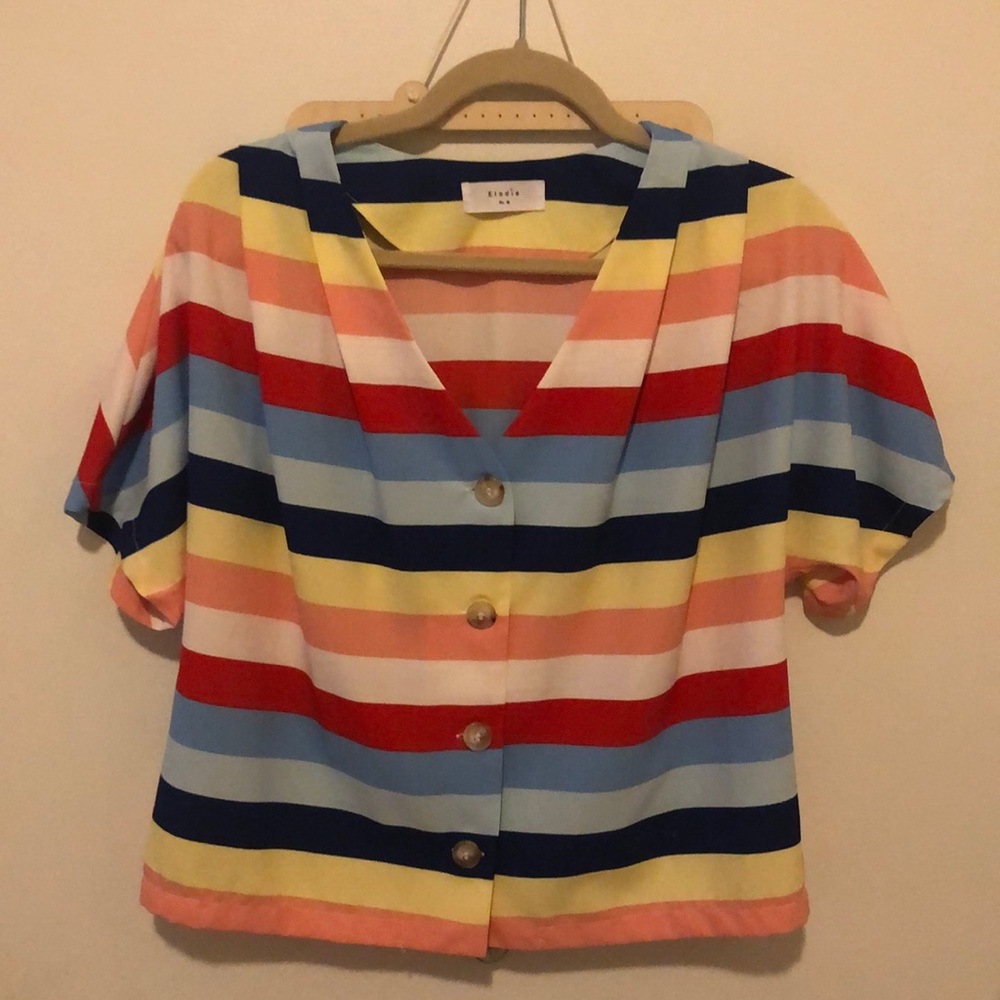 Elodie Colorful Striped Button Down Blouse